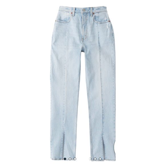 Abercrombie Curve Love 90s Straight Ultra High Rise Light Wash Front Slit 27 - Picture 6 of 12